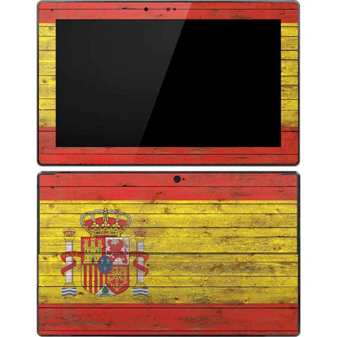 Spain Flag Dark Wood Surface Pro Tablet Skin